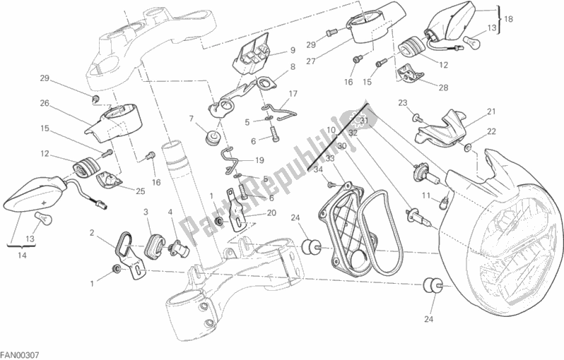 Toutes les pièces pour le Phare du Ducati Monster 1200 S USA 2017